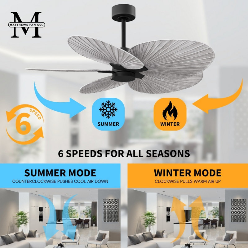 Alessandra Tropical - Five Blade Ceiling Fan - Matte White Finish - Matte White Blades, Barn Wood Tone, Matte Black