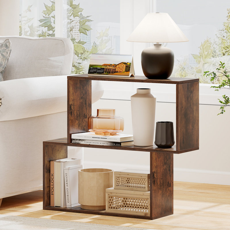 70cm H x 80cm W Geometric Bookcase, Brown