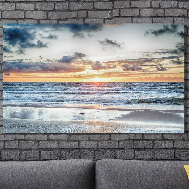 « coucher de soleil à the oragey sea », reproduction de photo sur toile tendue, H 36 po x l 60 po x P 1,5 po