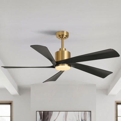 Grand ventilateur de plafond moderne de 52 po avec lumières à DEL et télécommande Karlena, ensemble, 2 min.