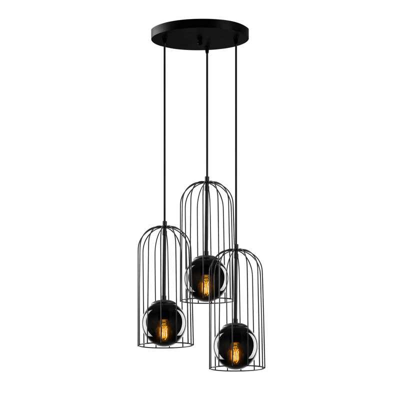 Luminaire suspendu sphère 3 lumières Penobscot, Noir transparent