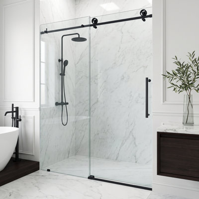 Porte de douche coulissante sans cadre avec verre transparent 3/8 po l 48-52 po x H 76 po Cass