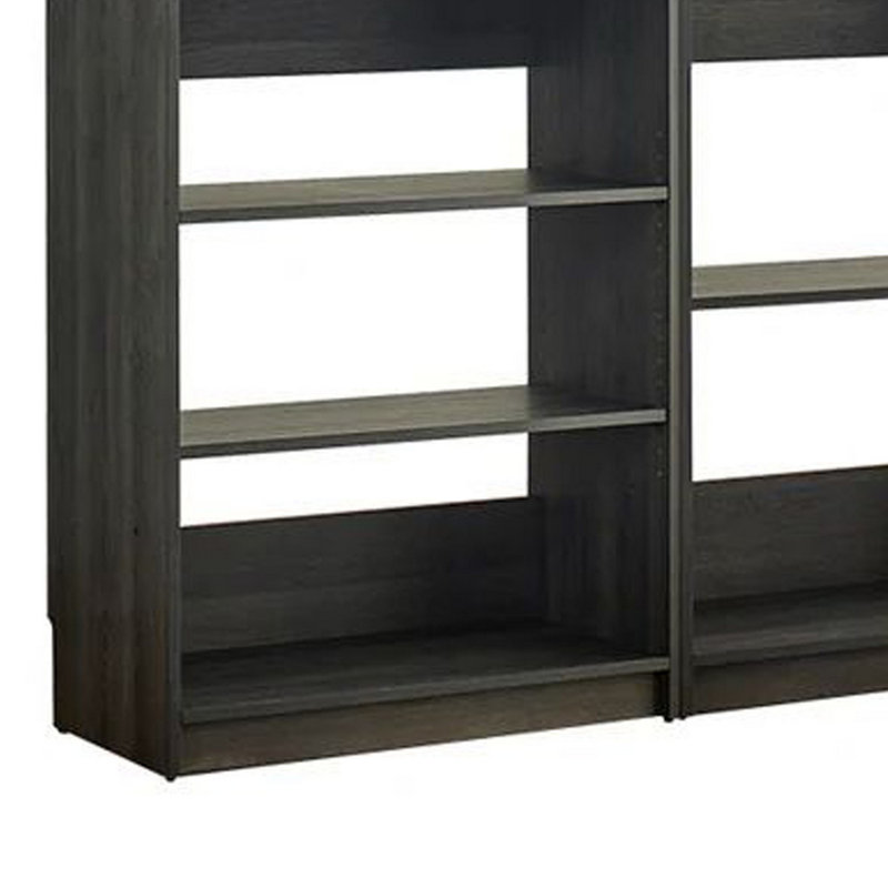 Dee Modular Closet System, 3 Hanging Rods And 6 Shelves, Dark Gray Wood