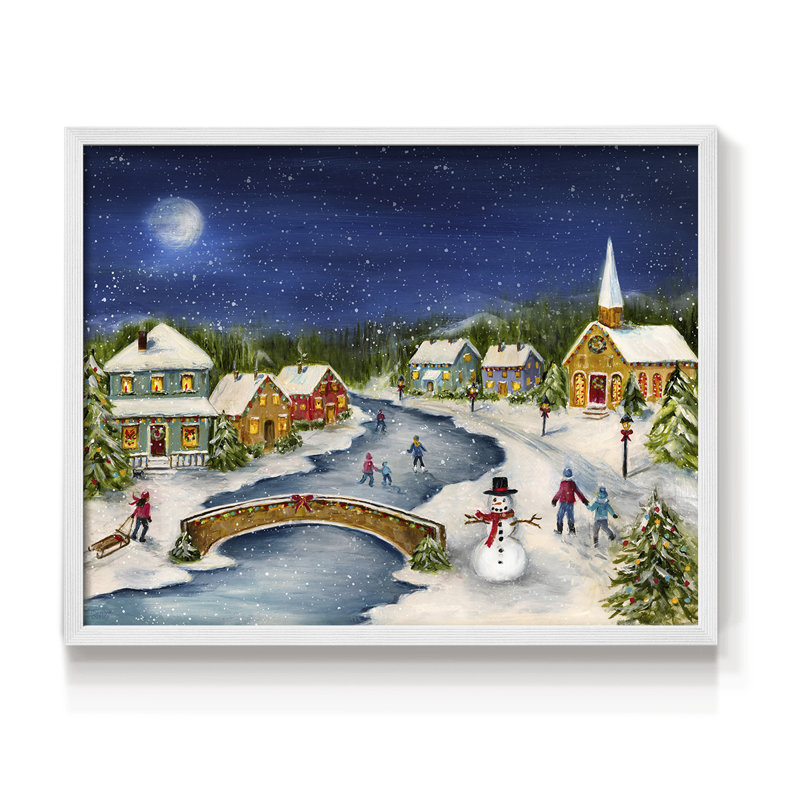 Winter Village - reproduction encadrée - réarmable, H 8 po x l 10 po, Blanc