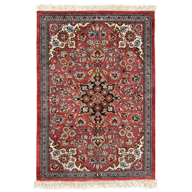 Tapis perse en soie pure noué à la main Fine 1 pi 11 po x 2 pi 8 po