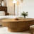47'' Oval Coffee Table with Storage Solid Wood