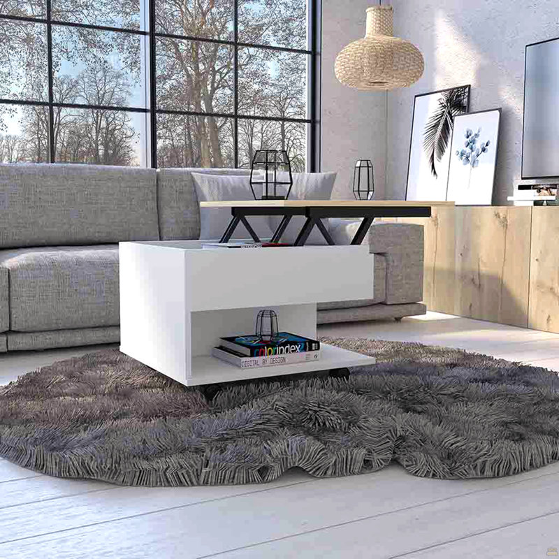 Table basse à plateau relevable Mercuri, roulettes
