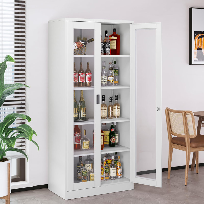 Tall Display Storage Cabinet, White