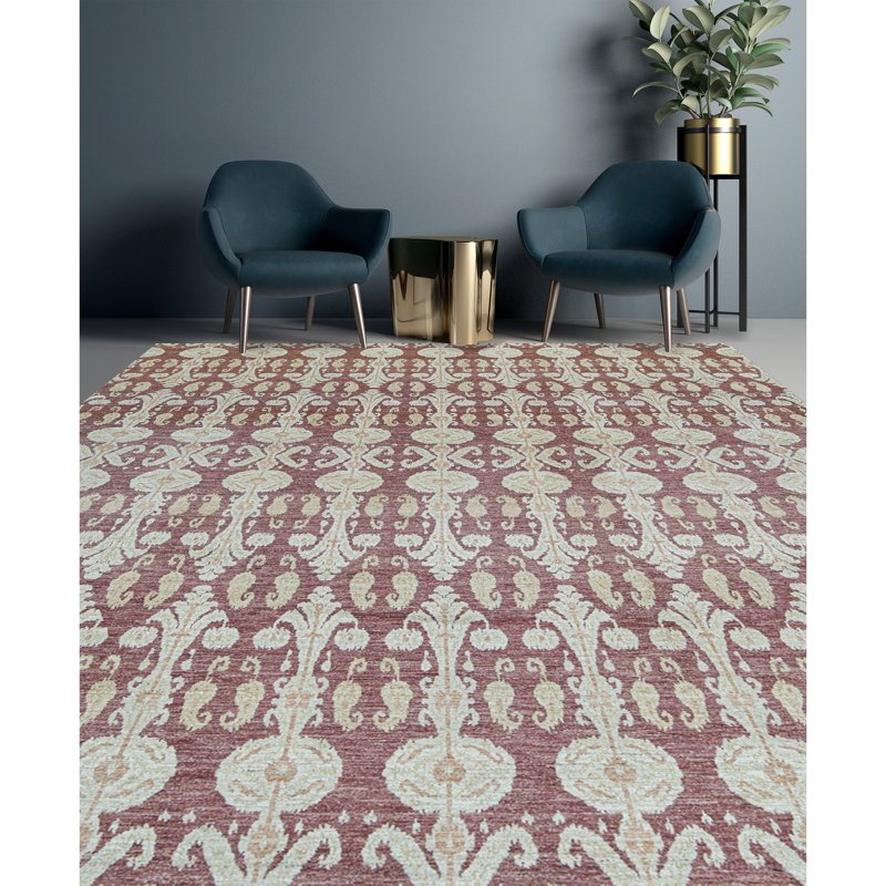 Floral Wool Ikat Area Rug