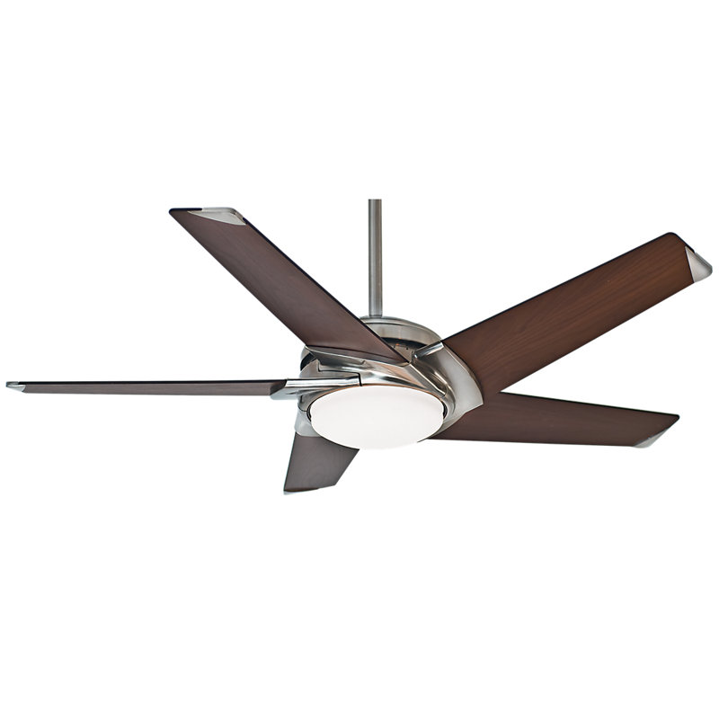 54" Stealth 5 - Blade LED Standard Ceiling Fan with Light Kit Included, Satin Nickel