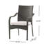 Chaises extérieures empilables en PE gris avec structure en fer, coussins argentés, conception de sièges confortables pour une utilisation en patio