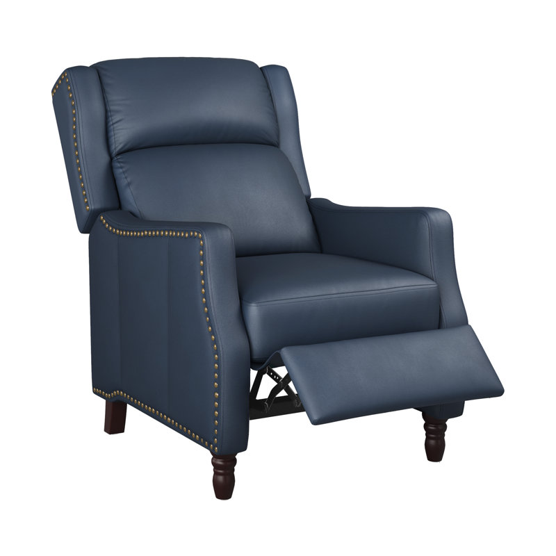 Doersten Lange Genuine Leather Recliner, Navy