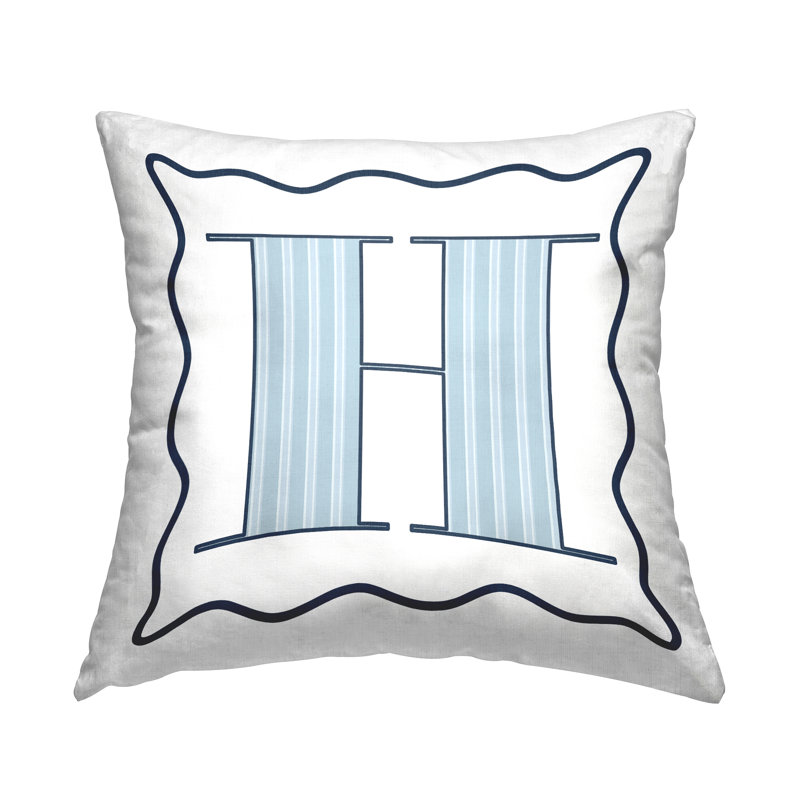 Polka Dot Blue Letter Polyester Throw Pillow, 18x18, H