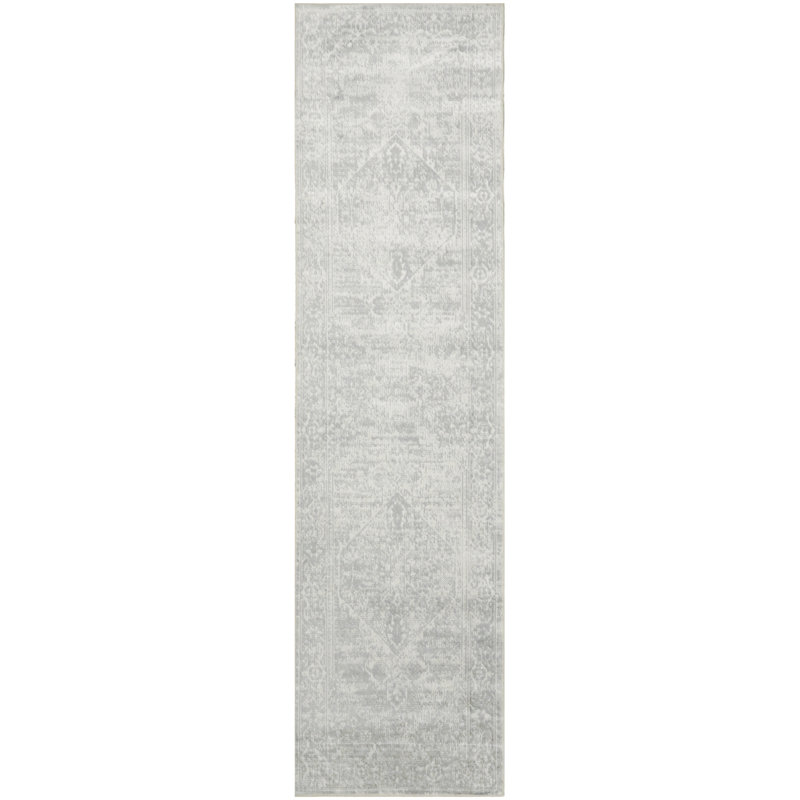 Bungalow Rose Harleigh Machine Washable Light Grey Vintage Indoor Rug, Runner 2'2" x 8'