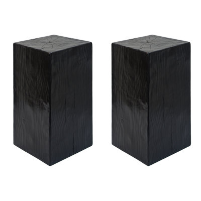 End Table, Black Color, 27.31" High, Wood-like Distressed Look, Versatile Placement Wood-look Size, Indoor Outdoor Function, Modern Design Feature