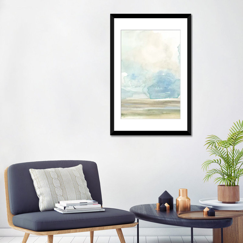 «Clouds Over The Marsh I», reproduction sur toile, H 32 po x l 24 po x P 1 po, Papier d'art encadré noir, Blanc
