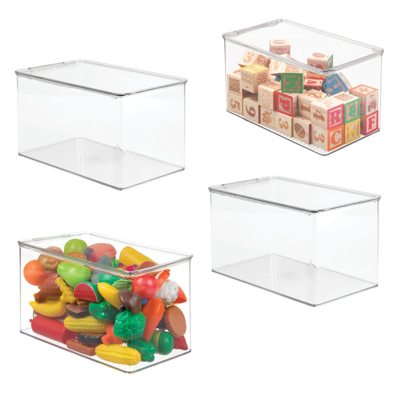 Boîte à chaussures empilable iDesign - Boîte à chaussures en plastique transparent avec couvercle à charnières pour le rangement des placards