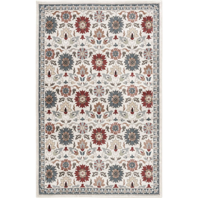 Erin & Ben Co. FLORA - Tapis tissé champagne, 7'10"x9'10"