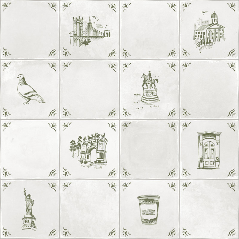 Papier peint adhésif Brooklyn Delft bleu marine, Bleu