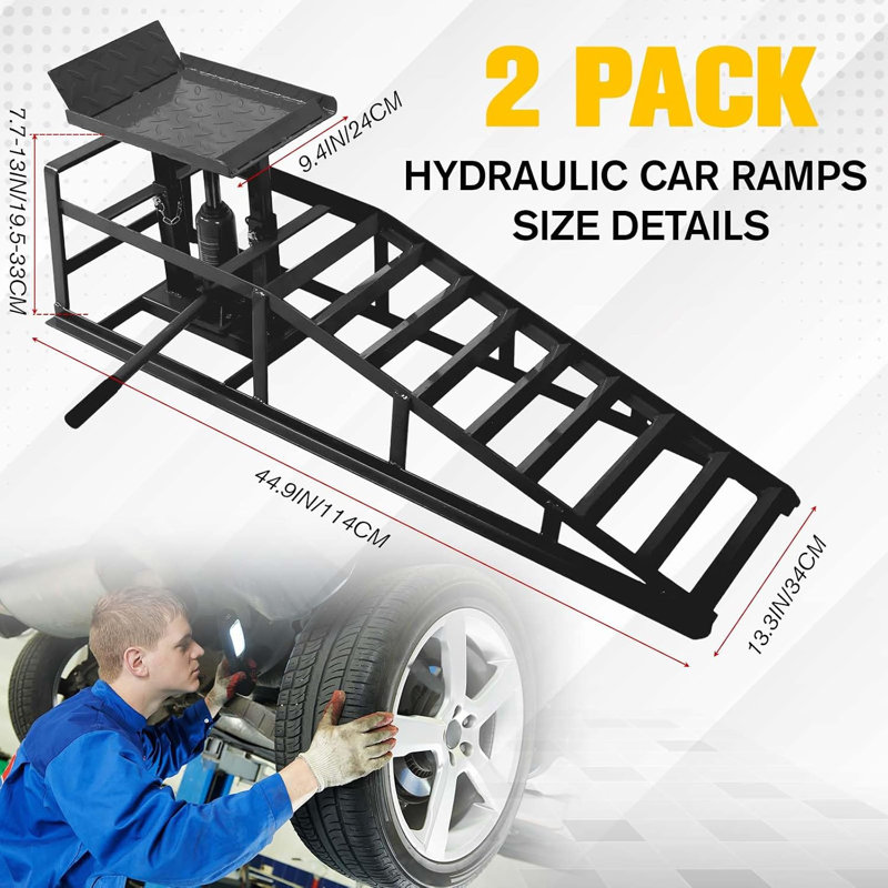 2 PCS Auto Rampes de service de camion de voiture - 11,023 lb (5T) Rampes de voiture de garage, Rampe portative de levage élevé