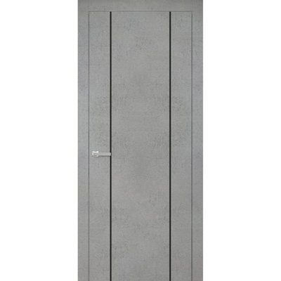 Modern Wood Interior Pre-Hung Door with Hardware Planum 0017 Concrete Single Panel Frame Trims Bathroom Bedroom Sturdy Doors-42" x 84"