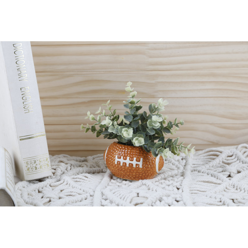 4.75'' Faux Eucalyptus Plant in Ceramic Decorative Vase