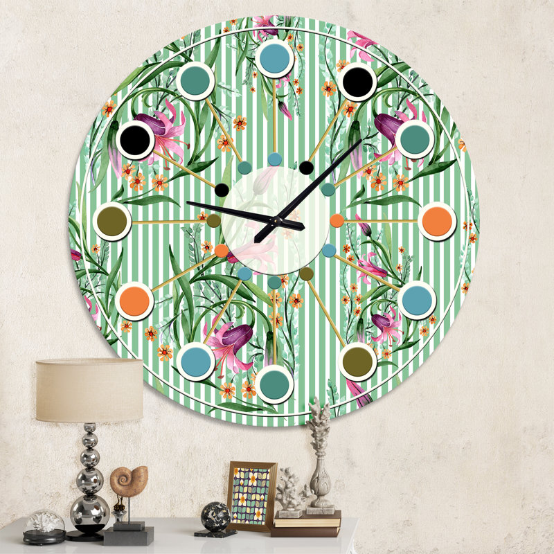 Horloge murale florale botanique rétro, Moyenne