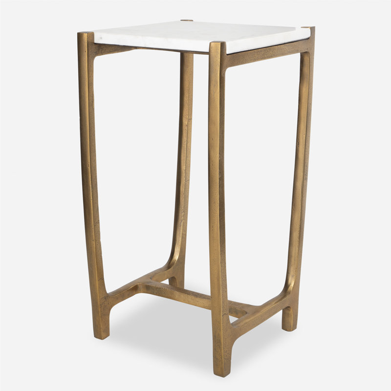 Octavous White Marble Accent Table