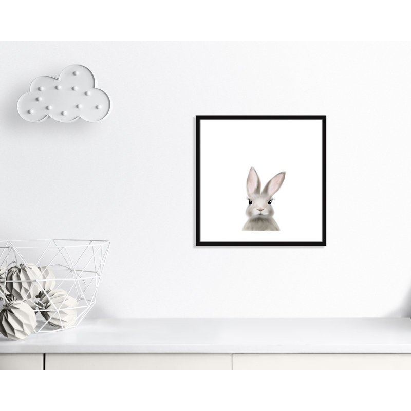 Art encadré en lapins forestières, H 23,5 po x l 23,5 po x P 1,19 po, Cadre boîte à grain de bois noir