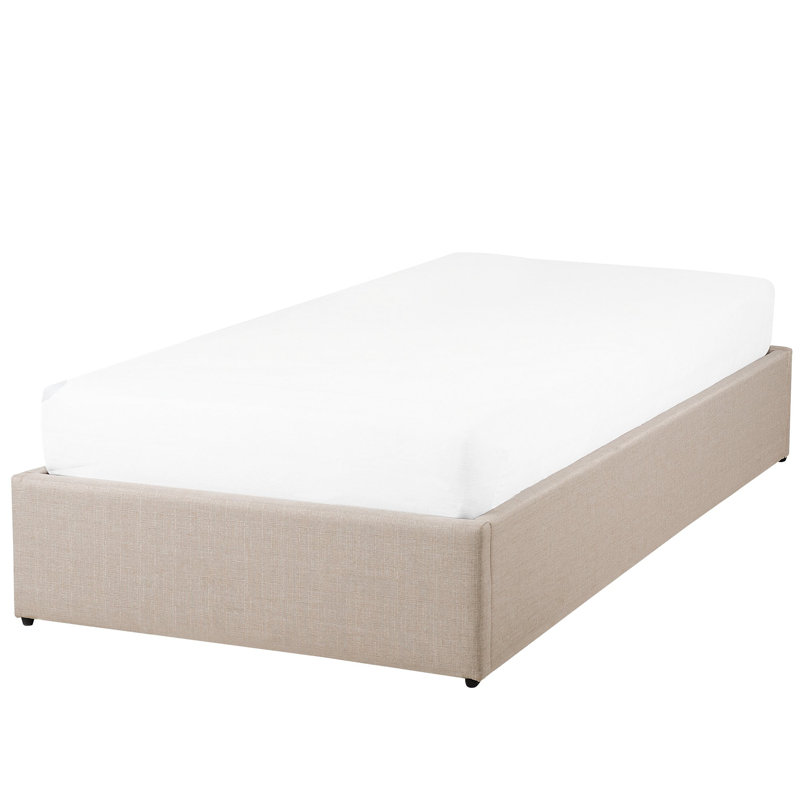 Amara Upholstered Ottoman Storage Bed, Beige, European Single (90 x 200 cm)