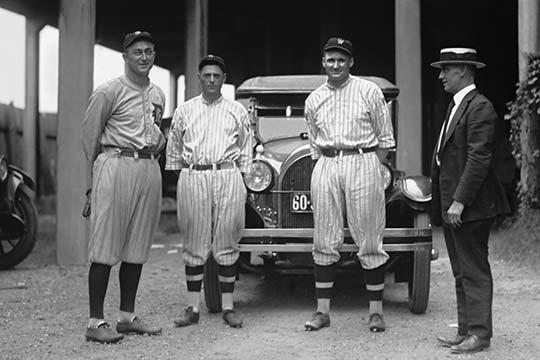 « baseball players ty cobb milan johnson eddie black », reproduction de photo, H 28 po x l 42 po x P 1,5 po