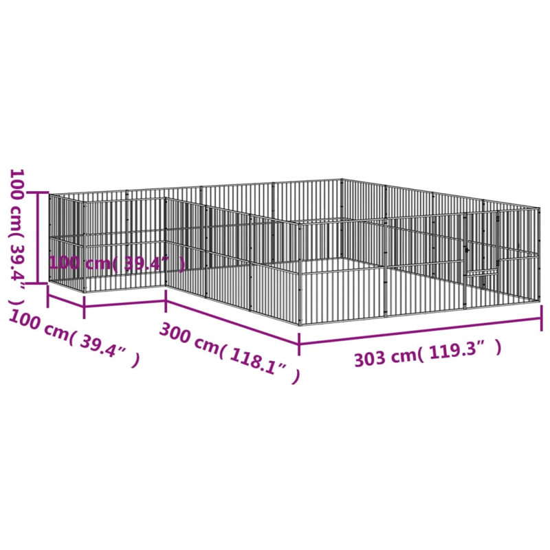 Roff 100cm H Galvanised Steel Exercise Pen, 100cm H x 403cm W x 400cm D