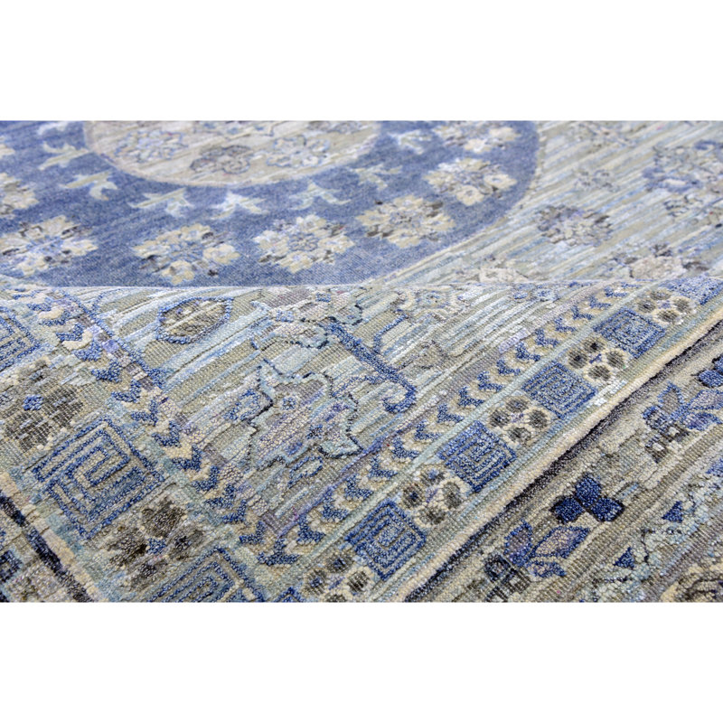 Oriental Area Rug in Light Blue/Blue/Gray, Rectangle 8' x 10'