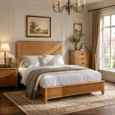 Base de lit en bois massif, cadre de lit plateforme grand avec tête de lit, tête de lit haute en bois naturel, aucun sommier requis, naturel