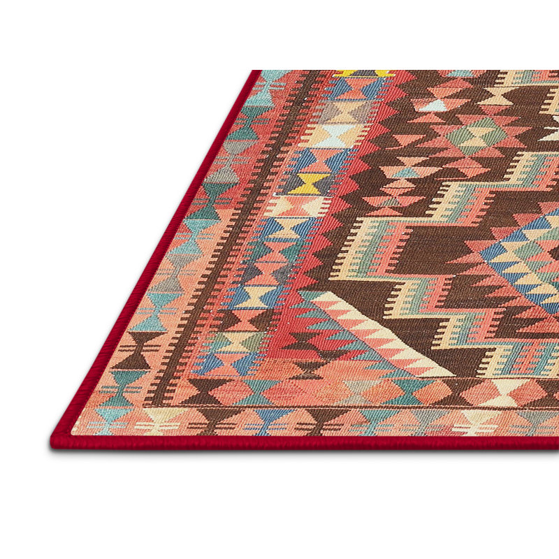 Tapis oriental multicolore tissé à la machine Oriental, Rectangle 7 pi x 10 pi