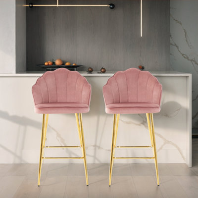 Velvet Upholstered Bar & Counter Stool(Set Of 2)