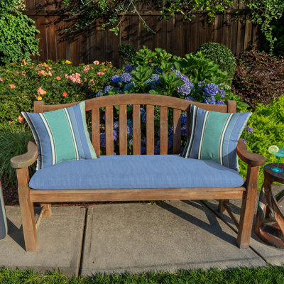 Coussin de banc décontracté d'extérieur, Sunbrella résistant à la décoloration et à l'eau pour les balancelles, les bancs de jardin et les canapés, l 48 po x P 18 po, épaisseur 2,5 po, réversible, océan coulé