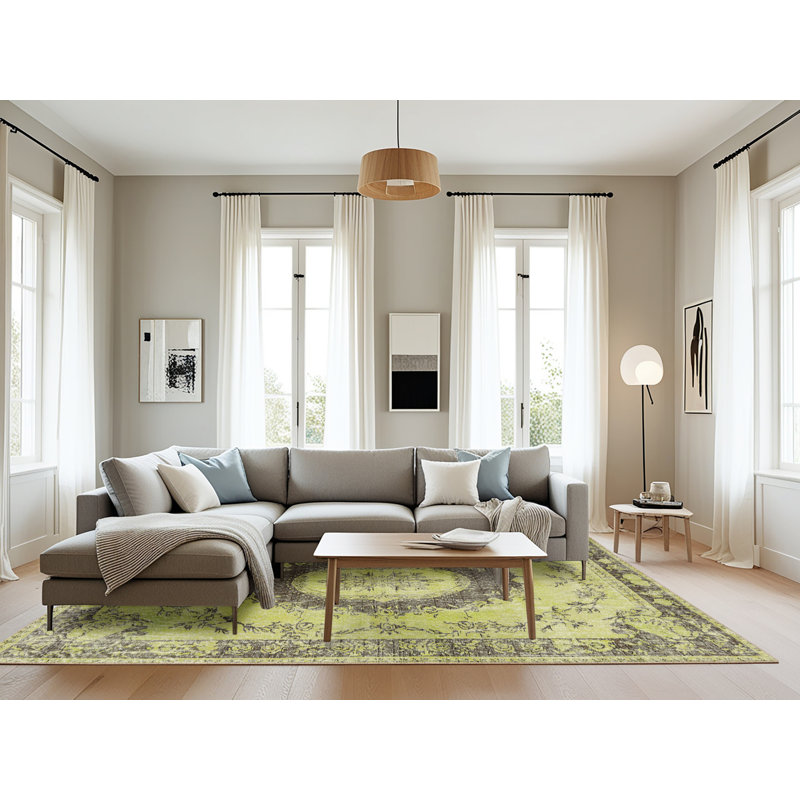 Tapis vert de style oriental, Rectangle 8 pi x 10 pi