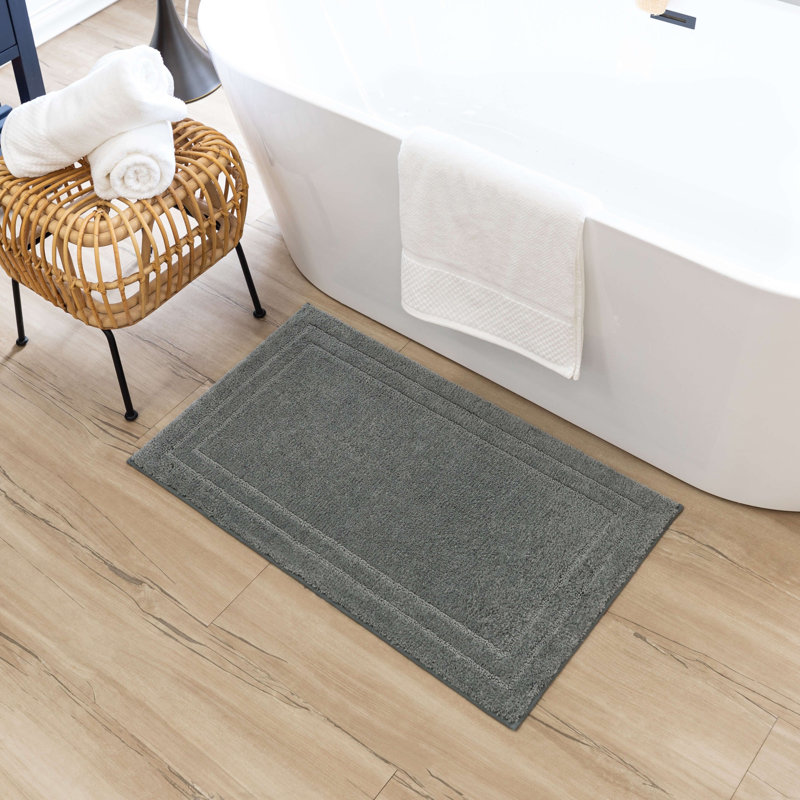 Diplomat Solid Polyester Machine Washable Knitted Bath Mat, 20" W x 34" L, Pewter