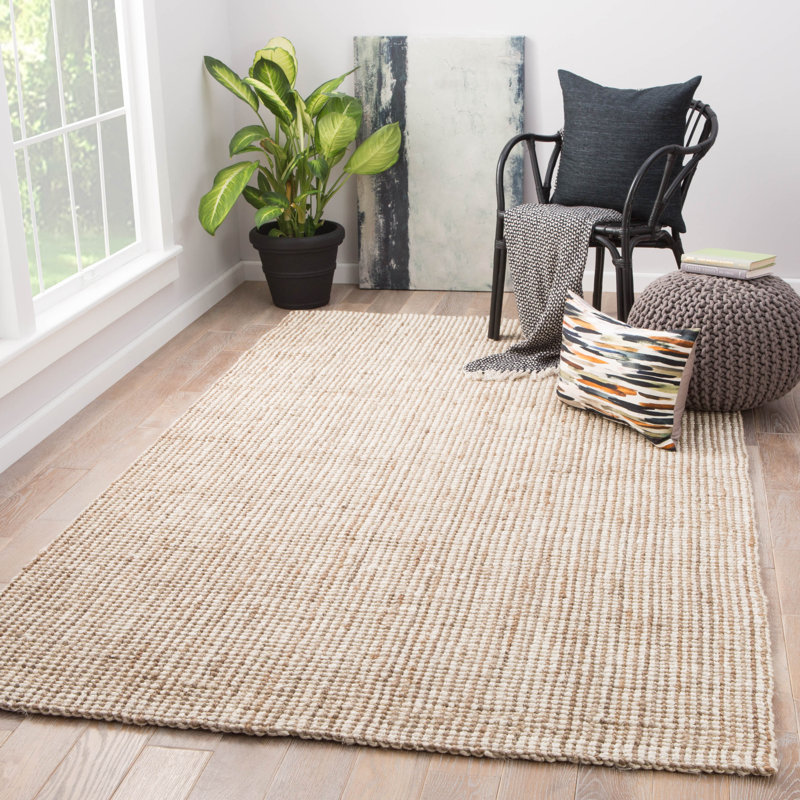 Cayman Jute / Sisal Area Rug in White/Brown/Tan, Rectangle 8' x 10'