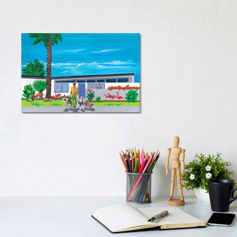 Pink Flamingos by Dan Nelson - Wrapped Canvas Painting, 20.32 cm H x 30.48 cm W