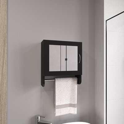 White Mirror Cabinet With Towel Rack, 19.7"X17.7", Two Interior Shelves, Bathroom And Kitchen Organization, Sleek Saver Storage Medicine White, 19.7" High X 17.7" Wide, Shelves For & Kitchen,