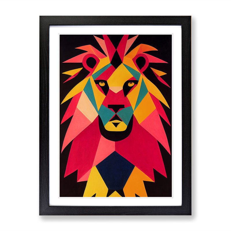 Striking Lion Art Vol.3 - Single Picture Frame Print, 34cm H x 25cm W x 2cm D, Black