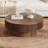 31.5" Modern Round Coffee Table With Storage Solid Wood Veneered Coffee Table Accent Tea Table-1452732522