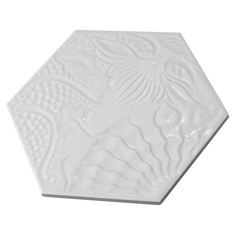 Gaudi Hex 9" x 10" Porcelain Patterned Wall & Floor Tile, White