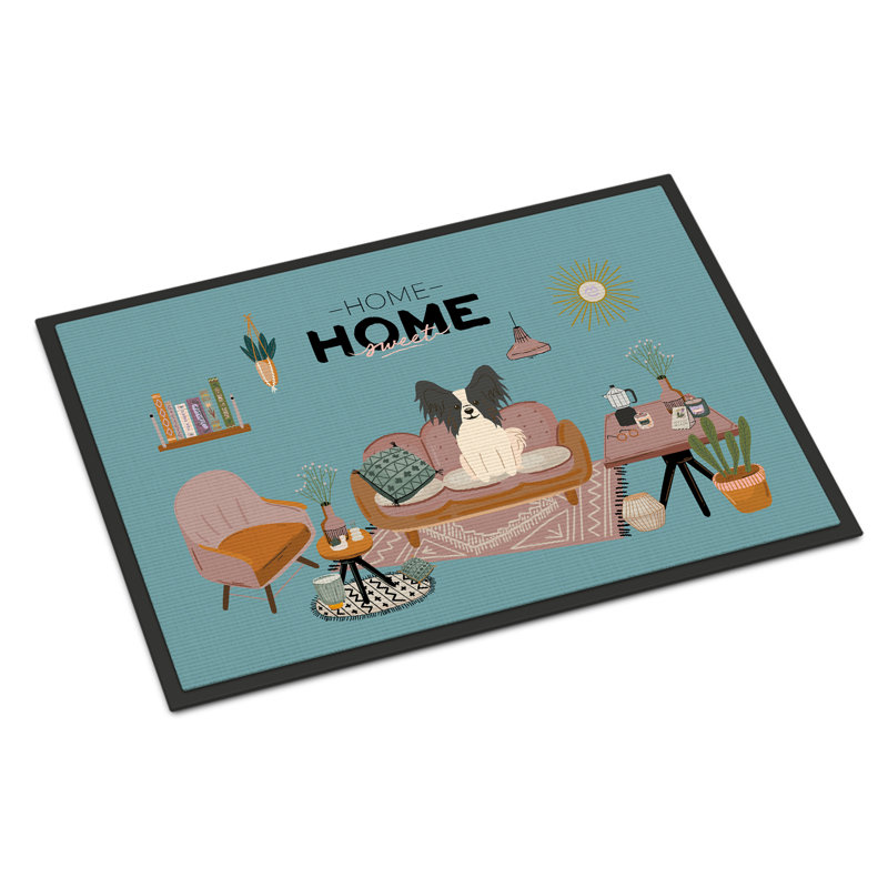 Tapis d'entrée antidérapant Guerline L 27 po x l 18 po, Papillon noir et blanc
