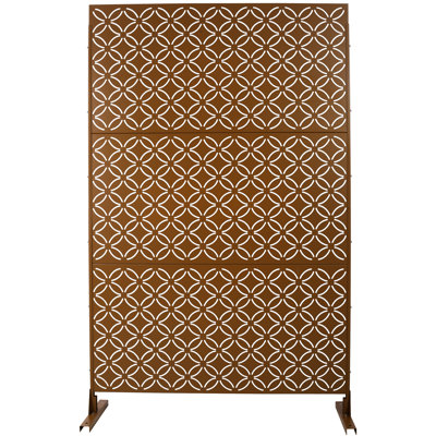 Clôture d'intimité en métal brun - 76 po x 48 po, pour l'extérieur et l'intérieur H 76 po l panneaux pour terrasse, patio, jardin