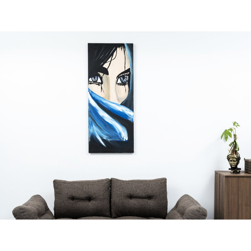 Breathtaking 47'' X 19'' Blue Canvas Wall Artwork - Hand-Painted For Breath-Taking Spaces Alluring Artworks Elegant Living