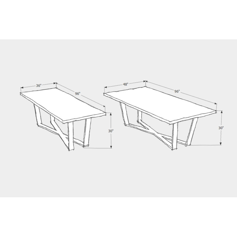 Gax Walnut Solid Wood Top Metal Base Dining Table, 36" W x 96" L, Polished Stainless Steel