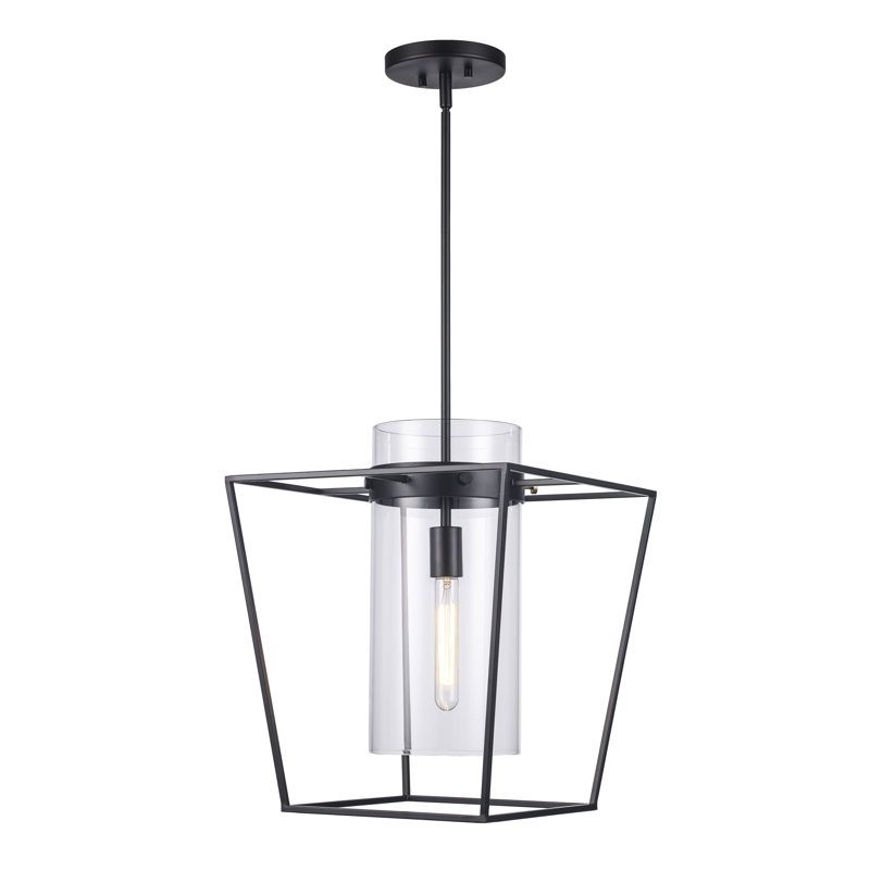 Mini-luminaire suspendu simple 1 lumière Nova, Noir, H 53,8 po x l 15 po x P 15 po